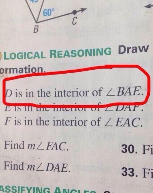 D is in the interior of BAE